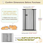 Lumizone Extra Tall Cat Gate 61.02" High 29.92"-42.51" Wide Pet Gate Black | Dog Gate for Doorway Hallway Stairs Pressure Mounted Extra Wide 1.37" Gap No Drilling Auto-Close One-Handed Operation
