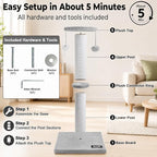 34"Tall Cat Scratching Post for Large Cats, Stable Base, Light Gray | Heavy-Duty Cat Scratcher, Extra-Tall Thick Post, Soft Natural Cotton Rope, Hanging Interactive Cat Toys, Indoor Cat Furniture