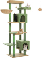 69" Cactus Cat Tree for Indoor Cats Large Adult, Multi-Level Cat Tower | Multi-Level Cat Tree with Scratching Posts, Soft Padded Perch, 2 Dangling Toys