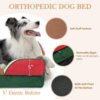 Comfort Expression Orthopedic Dog Bed for Extra Large Dogs with Bolster | Waterproof Dog Couch Bed with Washable Cover & Non-Slip Bottom, Supportive Egg Crate Foam XL Pet Bed, 42x30 Inch