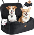 Large Dog Car Seat for Medium Sized, Dog Booster Car Seat, Pet Booster Seats up to 55lbs or 2 Small with 4" Memory Foam for Back Seat, Triple Safety Belts, Storage Pockets, Detachable/Washable
