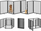 Vantas 120" x 32" Foldable Freestanding Extra Wide Dog Gate with Door,Black | Pet Gate for Stairs and Doorways, Renter Friendly No Drill, Indoor Pet Fence Extra Wide, Easy Storage, With Support Feet