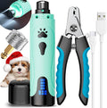 Dog Nail Grinder, Dog Nail Trimmers and Clippers Kit, Super Quiet, Rechargeable, for Small Large Dogs & Cats Toenail & Claw Grooming,3 Speeds
