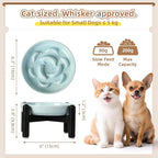 Elevated Ceramic Slow Feeder Cat Bowl, 6.3'' Wide Whisker Friendly | Slow Eating 5x, Anti Vomit Shallow Slow Eating Cat Dish, 3.9" H Raised Cat Puzzle Feeder for Dry and Wet Food, 6.3" X 1.2"