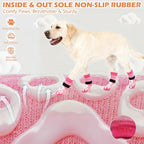 EXPAWLORER Dog Socks to Prevent Licking Paws with Grippers for Hardwood Floors Anti Slip,Glow-in-the-Dark Dog Summer Shoes Booties Boots & Paw Protectors for Small Medium Large Senior Dogs Pink XS