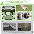 PETSFIT Portable Dog Playpen 36", Removable Waterproof Mat, Zippered Roof | 3-Second Setup, Collapsible Storage, RV Camping Travel, Indoor Outdoor Use, Medium Dogs and Cats, 36"L x 36"W x 21"H