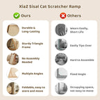 XiaZ Cat Scratcher, 23" Sisal Cats Scratching Board with 5 Adjustable Heights, No Assembly Required, Foldable Cat Scratchers for Indoor Cats and Kittens, Ready to Use