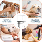 LEIBOU 45'' Height Adjustable(23''~33.8'') and Foldable Pet Dog Grooming Table Heavy Duty Iron Frame with H-Shape Grooming Arm & Noose, Maximum Capacity Up to 260lbs, Black