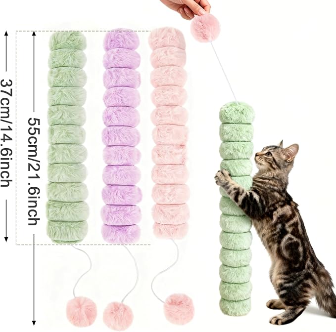 Cat Kicker Toy 3 PCS, Quiet Cat Catnip Toys for Indoor Cats | Interactive Cat Toy Pillows Long Cat nip Toys for Kitten 14.6in/37cm