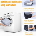 PETICON Waterproof Dog Car Seat for Small Medium Dogs, 6in Memory Foam | Pet Booster Seat for Dogs up to 26 lbs with Pockets, Detachable Washable Pet Carseat with Y-Shape Safety Belt