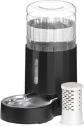 CZPET Automatic 5L Filter Dog and Cat Water Dispenser (Black) | Gravity Waterer with Stainless Steel Bowl, Large Capacity and Drinking Area Noise-Free for Pets