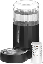 CZPET Automatic 5L Filter Dog and Cat Water Dispenser (Black) | Gravity Waterer with Stainless Steel Bowl, Large Capacity and Drinking Area Noise-Free for Pets