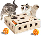 Cat Scratch Puzzle Enrichment Box with Bell Ball, Large Cat Nail File Enrichment Box with Sandpaper Liner, Stress-Free Alternative to Trimming Nails, for Indoor Cats
