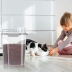 LEAWALK Cat Dog Food Storage Container Upgraded Large Nozzle, BPA-Free 5Lbs/6Qt/5L Plastic Pet Food Storage Container With 4 Sealed Clasps and Handle, Easy to Clean and Carry-2 Pack Gray+Green