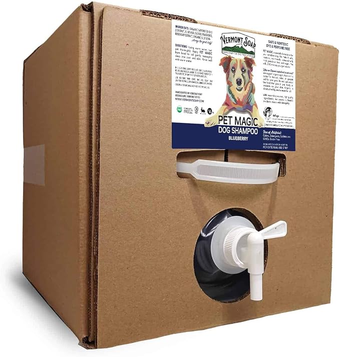 VERMONT SOAP Organic Pet Shampoo, Blueberry Natural Dog Shampoo, 640 oz | Organic olive oil, coconut & aloe vera, blueberry scent, gentle pet cleansing, USDA Certified Organic, sensitive skin formula