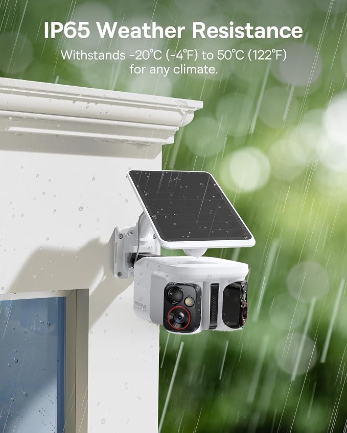 Baseus X1 Pro 3K Dual-Lens AI Solar Camera Outdoor Wireless, No Monthly Fee | 300° AI Tracking, 150-day Battery, IP65, Local Storage up to 512GB, AES+RSA, Color Night Vision, 8x Zoom, Privacy Zones