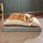Amazon Basics Washable Dog Bed with Cooling Gel Memory Foam, Pressure-Relief Support for Dogs up to 120lbs, Non-Slip Bottom, Removable Cover, Giant Sized (48" x 36"), Grey
