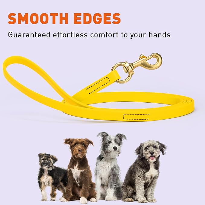 Viper Biothane K9 Working Dog Leash Waterproof Lead for Tracking Training Schutzhund Odor-Proof Long Line with Solid Brass Snap for Puppy Medium and Large Dogs, 15ft Lemon Yellow