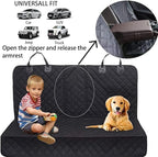 BESULEN Dog Car Seat Cover Waterproof Back Seat Protector Orange Edge | Oxford cloth with grid texture, buckle strap setup, anchor support, fits most cars, SUVs, and trucks, car accessories