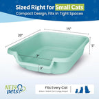 KittyGohere Senior Cat Litter Box Small with Scoop, Apple Green | Open Top Low Entrance Kitty Litter Box With With Long-handle Jumbo Scoop, Lightweight & Durable Litters Box, Made in USA