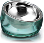 Felli Oblik 15° Tilted Small Animal Bowls for Pet Food & Water 6 oz Stainless Steel Dish Removable, Slanted Metal Plate Feeder for Kitten Puppy Rabbit Bunny Guinchilla Pig (0.75 Cups, Classic)