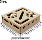 Cat Scratch Puzzle Enrichment Box, Large Solid Wood Cat Nail File Box with Sandpaper and 3 Bell Balls, Stress Free Alternative to Clippers & Grinders, Interactive Cat Toy for Indoor Cats Claw Care (A)