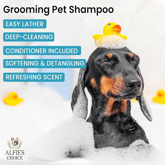 Dog Shampoo and Conditioner Set with Biotin, Rosemary & Lavender (16 fl oz) | Detangles, Deodorizes & Moisturizes for All Breeds & Puppies | Suitable for Itchy, Dry & Sensitive Skin | ALFIE'S CHOICE