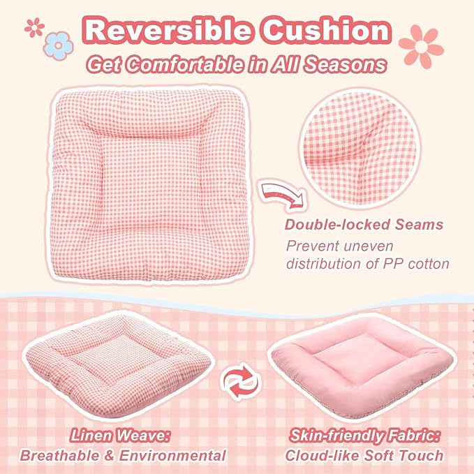 Indoor Dog House with Frame, Cute Dog Tent Bed with Cover Cave | Breathable, Washable, and Foldable House, Suitable for 36-66 Lb, Large (29"×29"×29"), Pink
