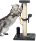 Best Pet Supplies Catify Cat Scratching Post - Gray H: 33" | 15" x 15" x 33", Interactive Cat Pole, Built-In Toys, Durable Sisal, Furniture Protector, For Indoor Kittens and Cats