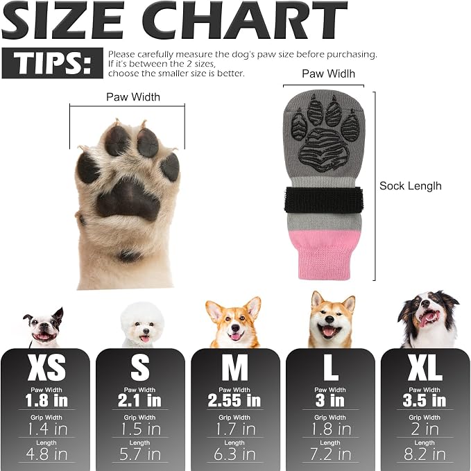 EXPAWLORER Non-Slip Dog Socks for Hardwood Floors to Prevent Licking, Dog Shoes for Hot Pavement Quick Walking, Dog Booties Boots & Paw Protectors with Grippers for Small Medium Large Senior Dogs M