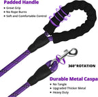jenico Long Dog Leash 25FT: Heavy Duty Nylon Rope Leashes for Dogs Training with Reflective Threads Bungee and Padded Handle - Dog Lead for Large Small Medium Dogs Outside Walking Hiking