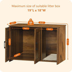 Dwanton Litter Box Enclosure, Cat Litter Box Furniture Hidden, with Scratching Mat, Wooden Cat Washroom Indoor, 31.5" L x 19.7" W x 21.7" H, Warm Brown