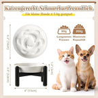 Elevated Slow Feeder Cat Bowl - Melamine Cat Food Plate with Anti-Slip Metal Stand - Raised Maze Dish for Slow Eating - Ivory White