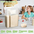 Viretec Rice Storage Container, 5 to 10lb Dry Food Airtight Dispenser, Pet Dog Cat Food Canister, BPA Free Clear Plastic Kitchen and Pantry Organization Bin for Oatmeal, Cereal, Pasta, Flour White