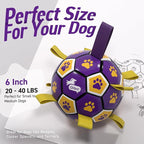 QDAN Dog Balls Toys, Soccer Ball with Straps, Herding Ball Toy, Puppy Toy | 6 Inch Puppy Water Pool Toy, Durable Balls for Dogs for 20-40 lbs Dog, Outdoor Herding Balls for Small Medium Dogs