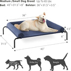Cooling Elevated Dog Bed for Large Dogs, Outdoor Raised Dog Beds Portable Dogs Cot Bed W/Breathable Mesh, Pet Cots W/Removable Waterproof Bolster