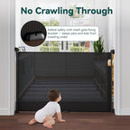 Babepai Retractable Baby Gates for Stairs, Retractable Dog Gate for Indoor/Outdoor Use | Child Gates for Doorways, Deck, Porch, Hallways, Patio (Black, 55" Wide 34" Height)