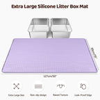 Silicone Cat Litter Mat for Litter Box 50”x35” Large Cat Mat, Purple | Waterproof, Non-Slip, Leak-Proof Rug Mat with Lip, Easy to Clean, Extra Large Litter Catcher Mat for Floor