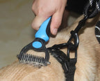 Maxpower Planet Pet Grooming Brush - Double Sided Dematting Undercoat Rake for Dogs and Cats, Extra Wide Pet Brush to Reduce Shedding by 95% (Blue, S) | 9 & 17 Teeth, Deshedding & Dematting Tool, Long & Thick Double Coats, Non-Slip Handle, Reduces Shed...
