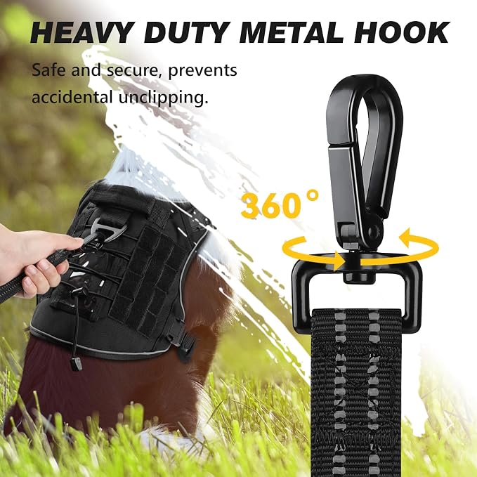 Double Handle Dog Leash with Poop Bag Holder and Car Seat Belt Buckle | Heavy Duty | Double Handle | with Poop Bag Holder | with Car Seat Belt Buckle | Reflective | Lightweight