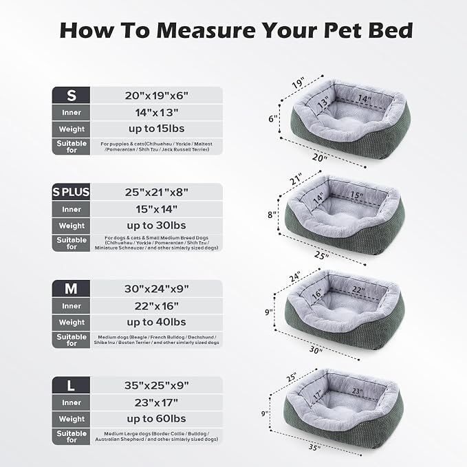 INVENHO Small Dog Bed Washable Orthopedic Calming Warming Durable Pet Bed with Anti-Slip Bottom