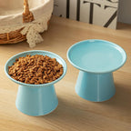 Ceramic Elevated Cat Bowls - 6.2 Inch Extra Wide Raised Cat Food and Water Bowl Set for Indoor Cats, Whisker-Friendly Ceramic Cat Dish for Elder Big Cats & Small Dogs,Blue,1 Pack