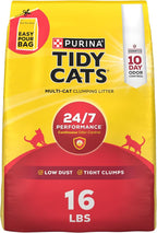 Purina Tidy Cats 24/7 Performance Clumping Cat Litter, 16 lb Bag | Clean Linen scent with 24/7 slow-release deodorizer in a smaller, easy-pour size