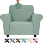 ZNSAYOTX Super Stretch Chair Slipcover (30"-47"), New Striped Sofa Chair Covers for Living Room, Dogs Pet Friendly Anti-Slip Chair Protector Spandex Armchair Slipcovers (Pea Green, Chair)