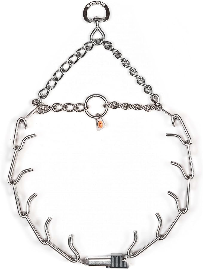 Herm Sprenger Dog Training Prong Collar with Quick Release Cliclock Buckle and Swivel Ring | Adjustable Length Stainless Steel Collar Made in Germany for Large Dogs up to 20" Neck (3.2mm Prongs)