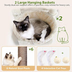 Globlazer 75in Sturdy Cat Tree for Large Cats, Heavy Duty Multi-Level Cat Tower for Indoor Cats with Extended Platform, 2 Spacious Condos, 2 Padded Perches, 6 Sisal Scratching Posts, S75, Beige