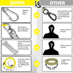 jenico Dog Tie Out Cable - 25ft Dog Lead for Yard - Heavy Duty Dog Chain with Shock Spring - Outdoor Tether Leash for Small Large Dogs Up to 500 lbs