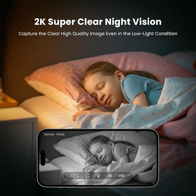 AMOROM Indoor Camera 2K, Alexa Camera for Baby/Elderly/Pet Monitoring | AI Smart Detection & Alarm, 2-Way Audio, Night Vision, 2.4G & 5G WiFi App Control, Cloud & SD Card Storage, 1 Pack