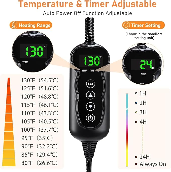 INVENHO Heated Dog Bed, Waterproof Adjustable Temperature Dog Cat Heating Pad with Timer, Indoor Pet Heating Pad for Cats Dogs Electric Pads for Dogs Cats, Pet Heated Pad