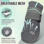 SlowTon Dog Shoes for Large Small Medium Dogs - Breathable Dog Boots for Summer Hot Pavement, Paw Protector for Outdoor Walking Winter Snow, Anti-Slip Rubber Dog Booties for Hardwood Floor (GY, 8)